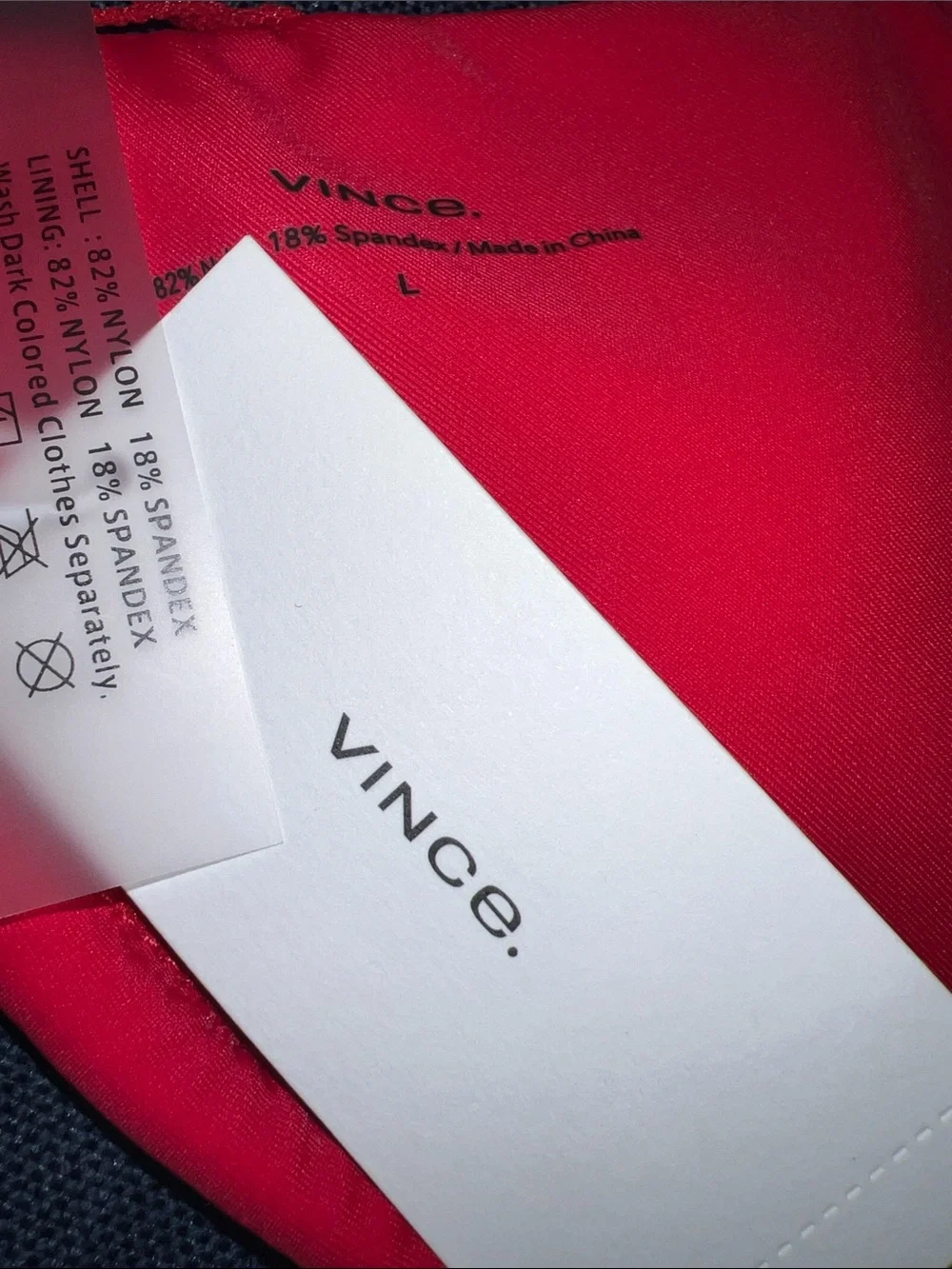 Vince Women's Triangle Bikini Top L and bottom XL in poppy red NWT
